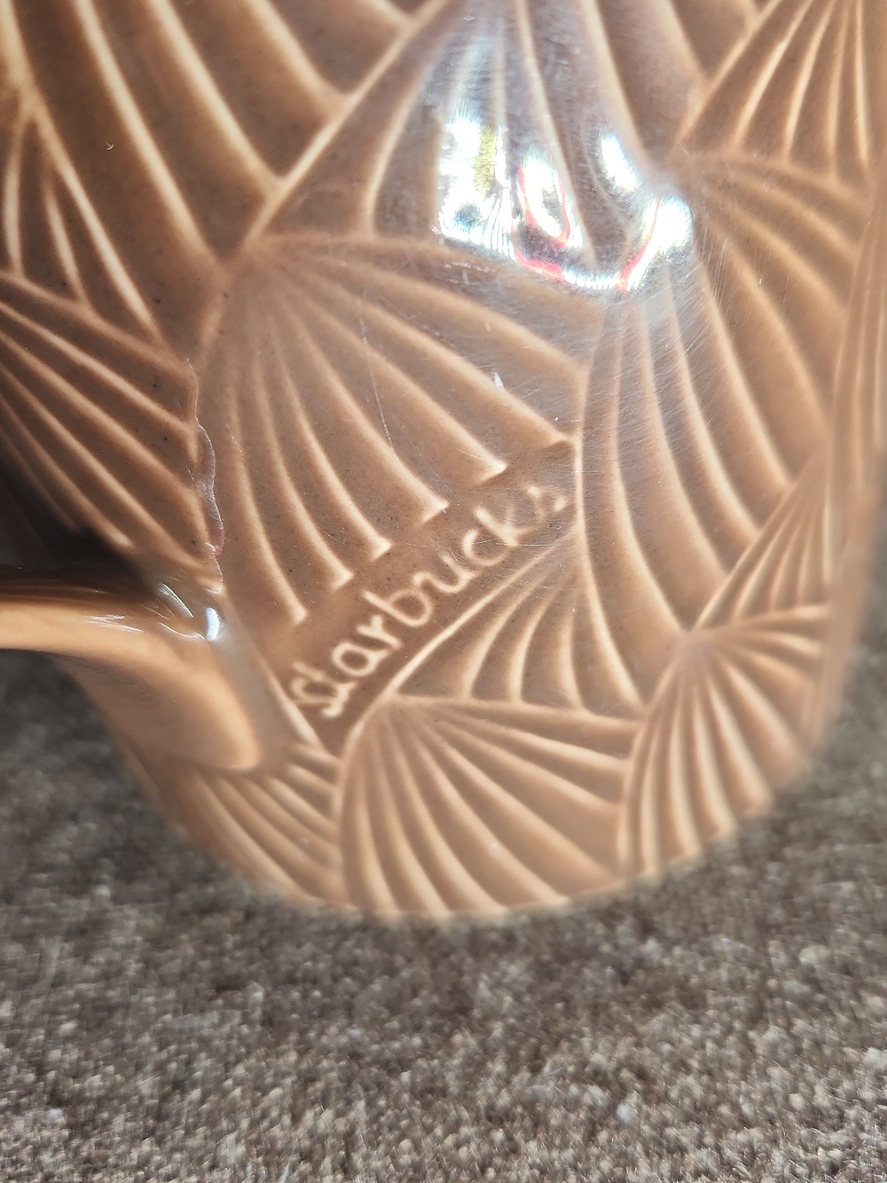 Starbucks Brown Embossed Ceramic Cup with Shell Pattern - Picture 4 of 6